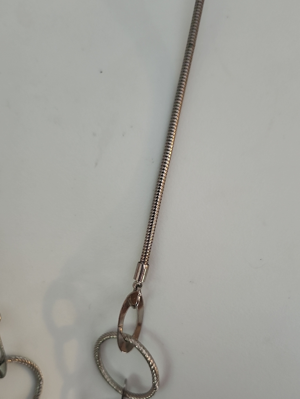 Layered Open Circle Link Necklace - Silver Tone - Picture 7 of 16